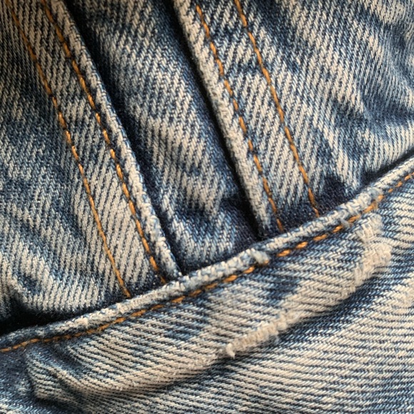 Lucky Brand Tomboy Trucker Denim Jacket Boho Mud Cloth Evil Eye M - Picture 12 of 16